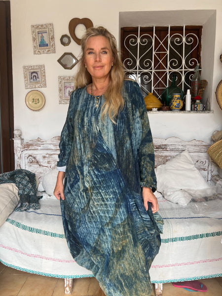 Chiang Mai tie  dye dress- Boho beautiful ethnic block print dress