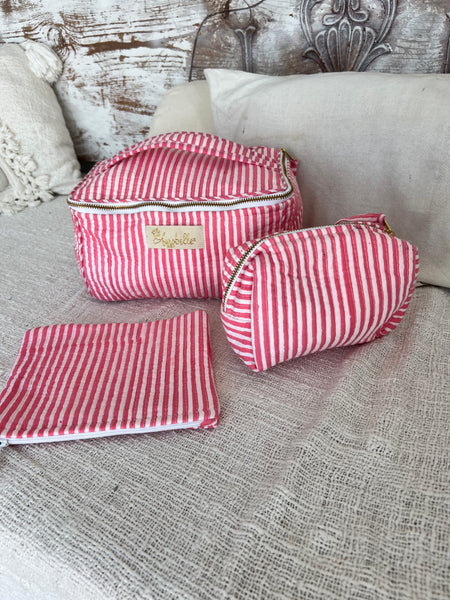 Small bag quilted stripes pink -  AUROBELLE  IBIZA