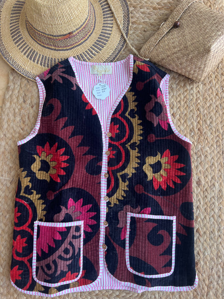 Velvet Suzani Vest – Boho Handmade Style