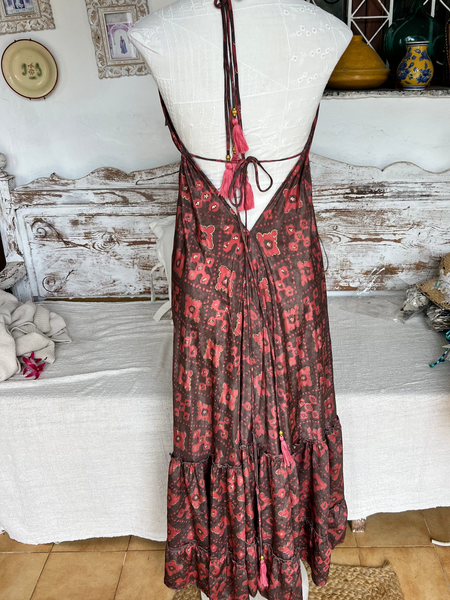 Flamenco dress long red brown