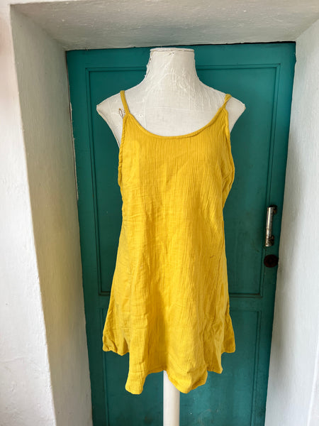 Short Ibiza beach dress - yellow size medium large -  AUROBELLE  IBIZA