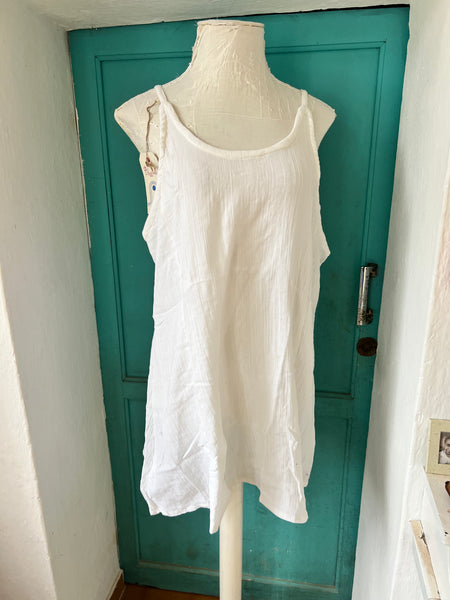 Short Ibiza beach dress - yellow size medium  white gauze cotton -  AUROBELLE  IBIZA