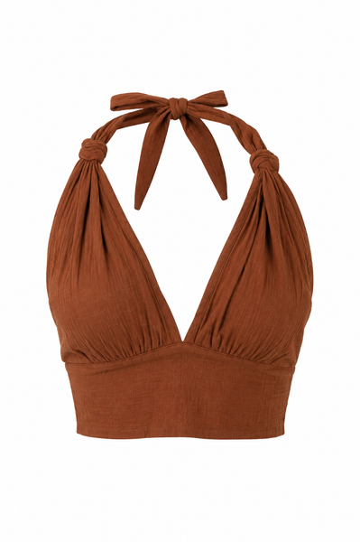 Sexy Cotton Halter Top – Bali brown organic cotton -  AUROBELLE  IBIZA