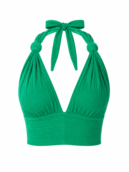 Sexy Cotton Halter Top – grass green organic cotton -  AUROBELLE  IBIZA