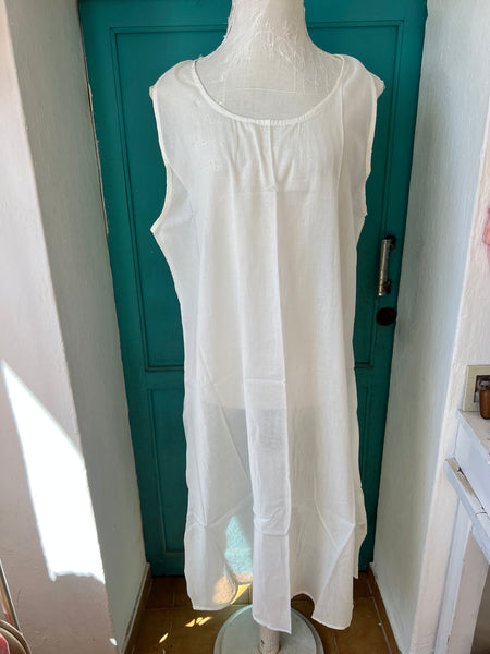 Slip dress white softest cotton big size -  AUROBELLE  IBIZA