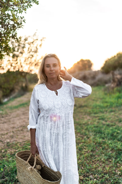 Anarkali white cotton dress from Ibiza