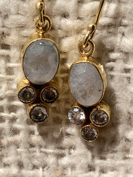 Eye of truth , moonstone gemstone designer earrings