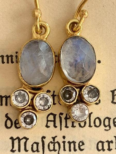 Eye of truth , moonstone gemstone designer earrings