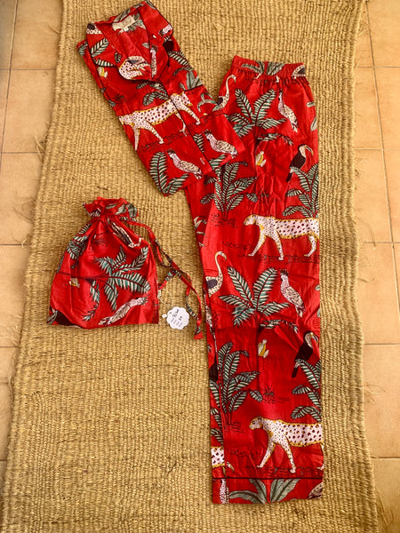 Pyjama   Red tiger 🐯 cozy lounge wear made with hand block print cotton