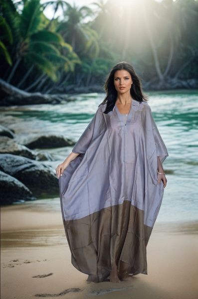 Exclusive luxury 100% organic Silk kaftan - free size