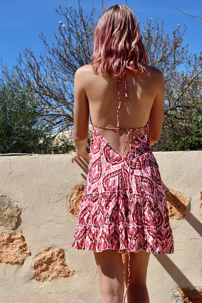 Mallorca - beach sexy summer dress pink ikat