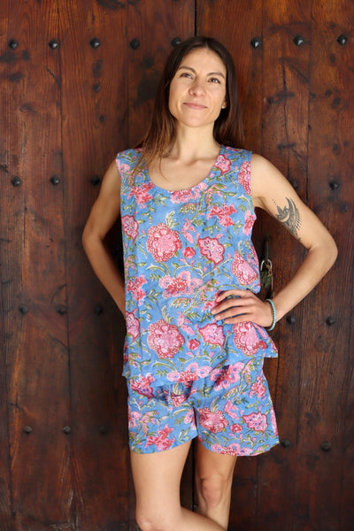 Short and top set,  cozy lounge wear made with hand block print cotton