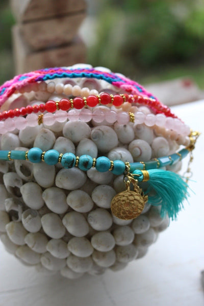 Ananda  bohemian jewelry gemstone friendship bracelet  on fire -  AUROBELLE  IBIZA