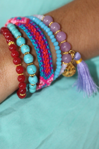 Ananda  bohemian Ibizafashion jewelry gemstone friendship bracelet purple rain -  AUROBELLE  IBIZA