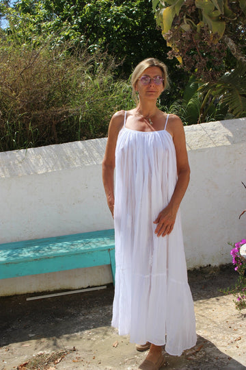 Apsara Ibiza bohemian maxi long super soft dress white summer maxi  organic muslin cotton dream