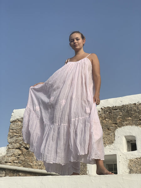 Aparna maxi long super soft Ibiza beach wear dress in pastel rose summer maxi dream - AUROBELLE IBIZA