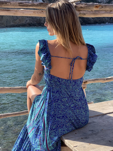 AUSSIE dress silky turquoise -  AUROBELLE  IBIZA