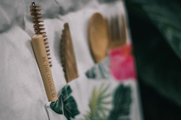 Bamboo cutlery travel set, reusable sustainable and practical. Jungle pink -  AUROBELLE  IBIZA