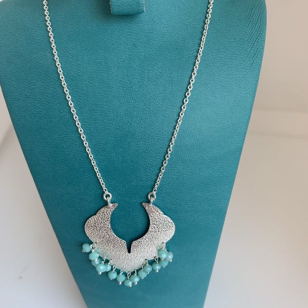 Blue chalcedony gemstone designer necklace -  AUROBELLE  IBIZA