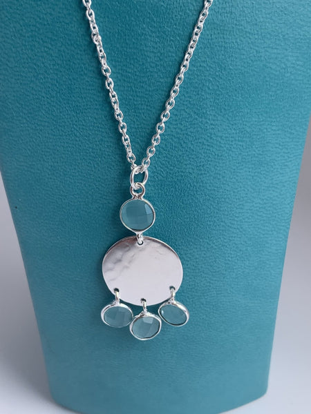 Blue chalcedony gemstone designer necklace -  AUROBELLE  IBIZA