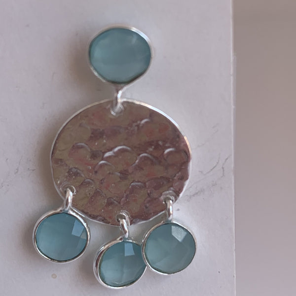 Blue chalcedony stone gemstone designer earrings -  AUROBELLE  IBIZA