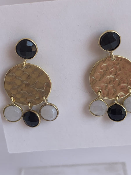Blue chalcedony stone gemstone designer earrings -  AUROBELLE  IBIZA