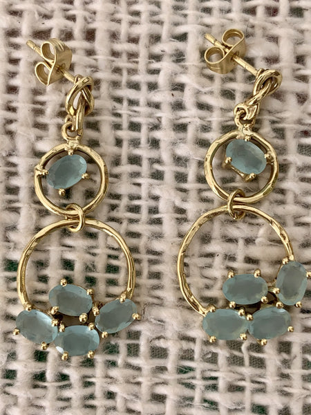 Blue jade loop designer earrings - AUROBELLE IBIZA