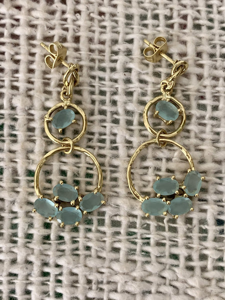Blue jade loop designer earrings - AUROBELLE IBIZA