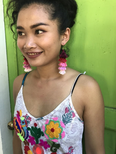 Boho Ibiza earrings in hot pinks -  AUROBELLE  IBIZA