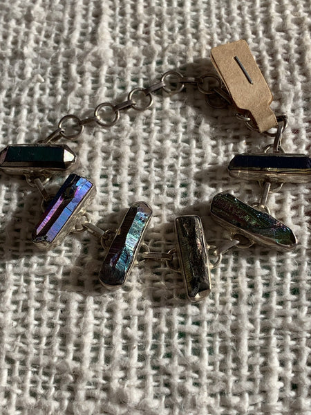 Bracelet with rainbow multi color quartz sterling silver - AUROBELLE IBIZA
