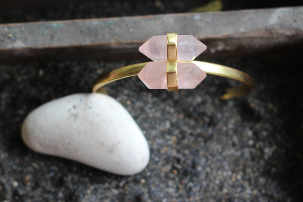 Bracelet with rose quartz -  AUROBELLE  IBIZA