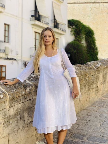 Cancun white dress in finest muslin cotton on earth - AUROBELLE IBIZA