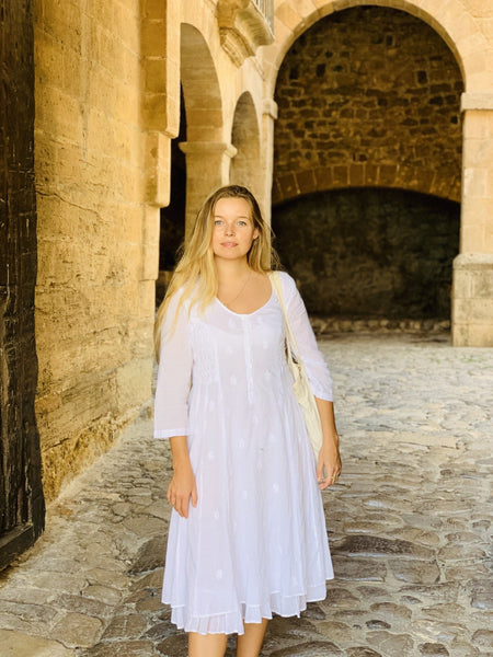 Cancun white dress in finest muslin cotton on earth - AUROBELLE IBIZA