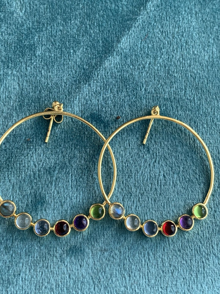 Chakra colour rainbow gemstone designer earrings -  AUROBELLE  IBIZA