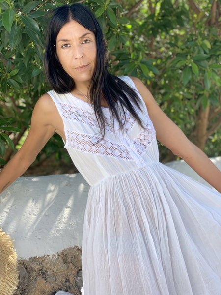 Conchita  Ibiza Hand made adlib lace dress white exclusives lace -  AUROBELLE  IBIZA