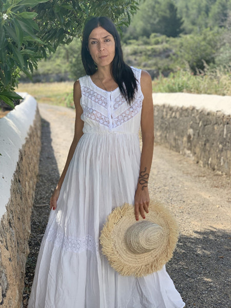 Conchita  Ibiza Hand made adlib lace dress white exclusives lace -  AUROBELLE  IBIZA