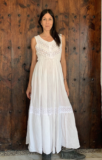 alohas tiban lace dress Conchita Ibiza Hand made adlib lace dress white boho wedding exclusive –  AUROBELLE IBIZA