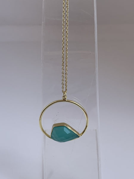 Deep turquoise gemstone designer necklace -  AUROBELLE  IBIZA