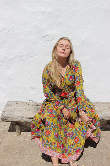 gypsy boho dresses Lily Maxi Dress-Boho Old World Wedding Festival Dress Gown Summer Dress Blouson Dress Flower gypsy boho dress