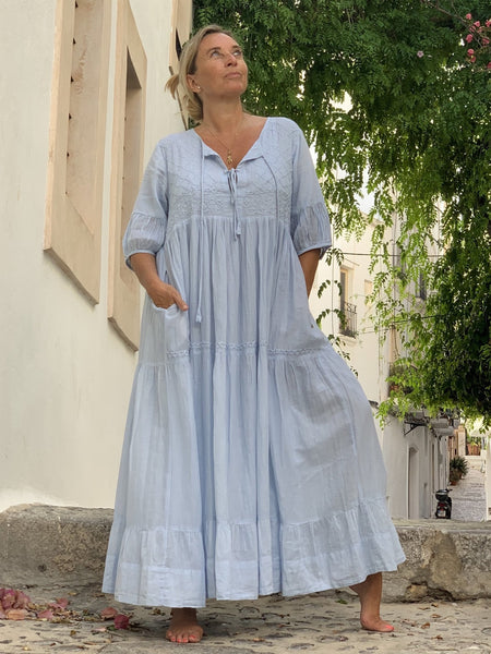 Happy hippy dress with hand embroidery - AUROBELLE IBIZA