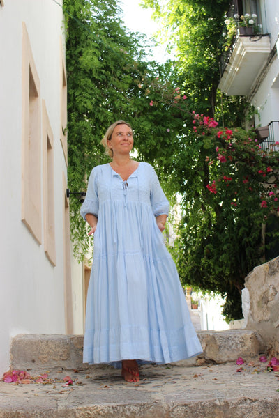 Happy hippy dress with hand embroidery - AUROBELLE IBIZA