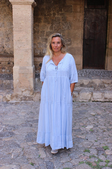 Happy hippy dress with hand embroidery – AUROBELLE IBIZA