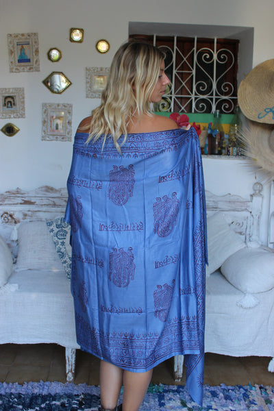 Om 🕉 big size Sarong - Pareo shawl ocean blue – AUROBELLE IBIZA