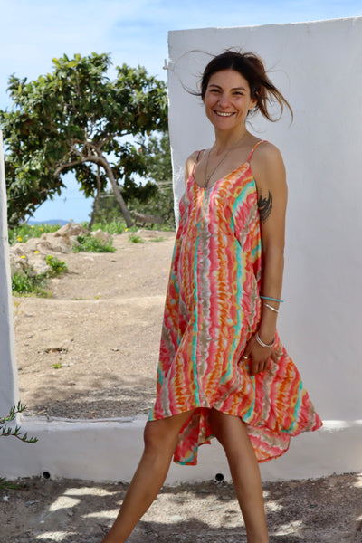 Selena silky  sexy Ibiza summer dress, beachwear , apricot silk summer dress , ibizaboho dream dress