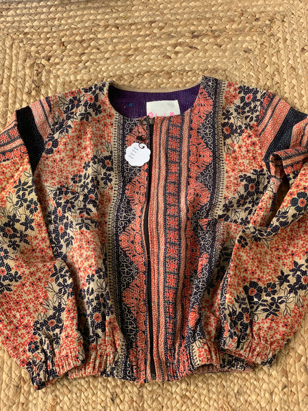 Kantha bomber jacket in vintage cotton textiles no 5