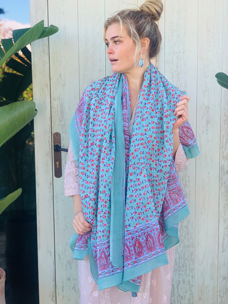 Sarong  - Pareo  - block print cotton shawl  new collection
