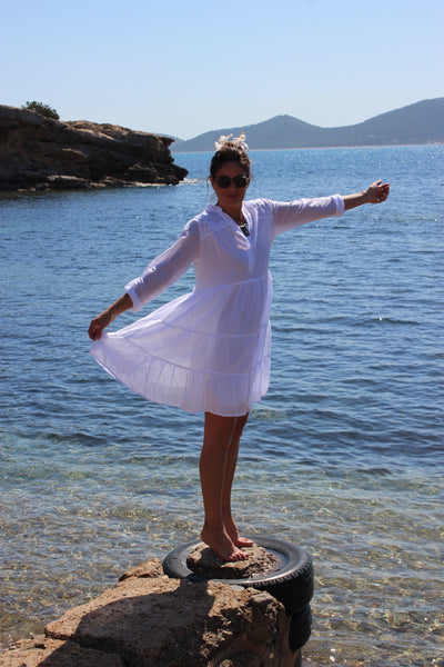 Tulsi dress ibiza white  short in finest muslin cotton