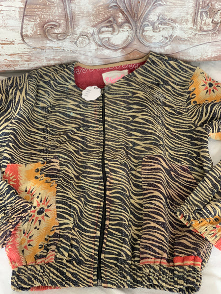 Kantha bomber jacket in vintage cotton textiles no 5