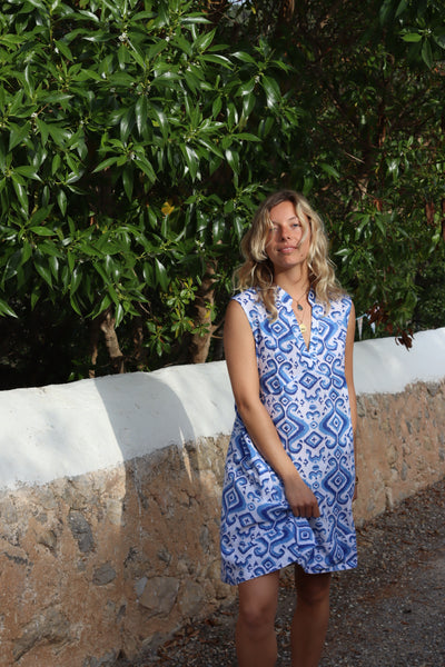 Aisha sleeveless Ibiza summer dress  cotton