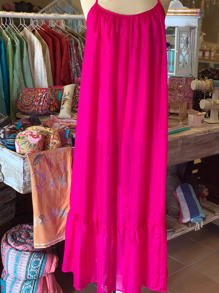 Super luxury Silk dress in hot pink